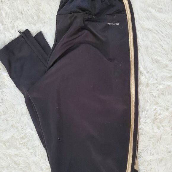Adidas Men's Size Small Black and Gold 3 Stripe Jogger Pants - Picture 5 of 10